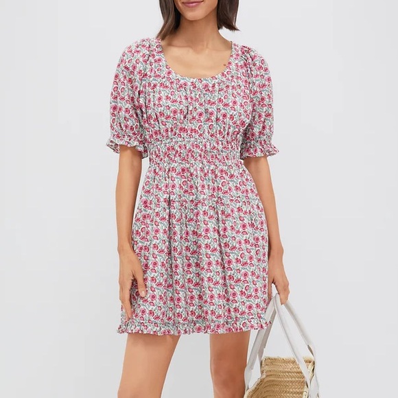 NWT Tuckernuck Hyacinth House Red Dahlia Floral Dorothy Mini Dress - Picture 8 of 8